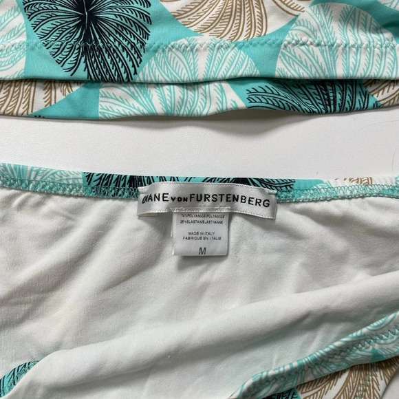 Diane Von Furstenberg Botanical Print Tankini Set in Blue/Brown Size M - Picture 4 of 9